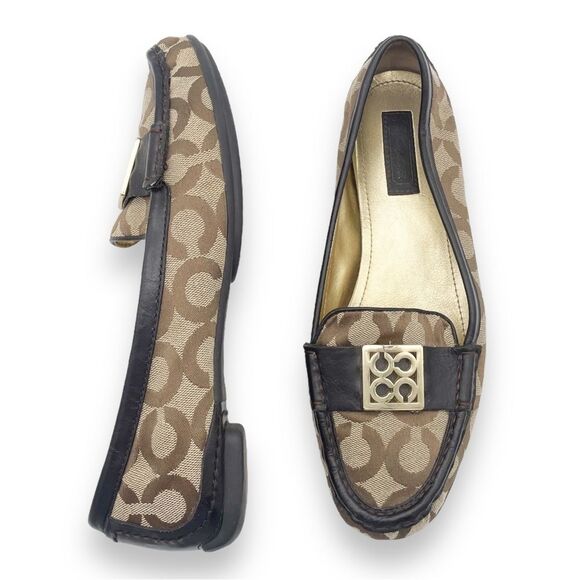 Coach Sid Signature C Brown Jacquard Leather Loafer Driving Moc Women’s Size 8.5 - Picture 1 of 16
